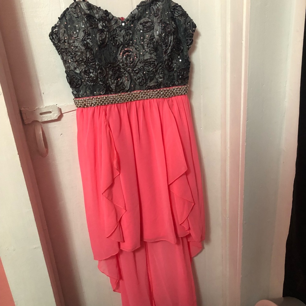 Pink and grey formal dress
